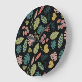 トロピ葉ック:夏のヴィンテージフローラ ラージ壁時計 (傾斜)