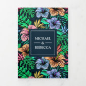 トロピ鮮やかカルフローラガーデン結婚フォト 三つ折り招待状 (カバー)