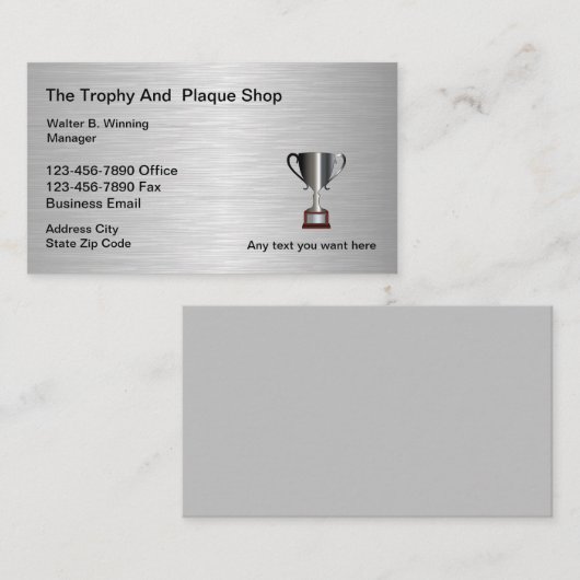 トロフィおよびプラクの店 名刺 (正面/裏面)