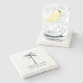 トロフィエレガントカルブルーパームパーソナライズされたツリー ストーンコースター (横)