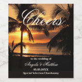 トロフィカルサンセットパームビーチ結婚式ワインラベル ワインラベル (シングルラベル)