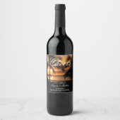 トロフィカルサンセットパームビーチ結婚式ワインラベル ワインラベル (正面)