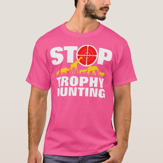 トロフィストップー狩り動物の権利アンチ狩り Tシャツ (正面)