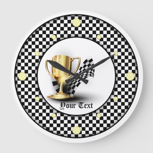 トロフィパーソナライズされたーファーストレスウォールクロック ラージ壁時計 (正面)