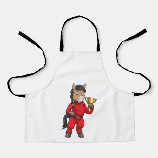 トロフィーでチャンピオンに輝く馬 エプロン (正面)