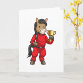 トロフィーでチャンピオンに輝く馬 カード (黄色い花)