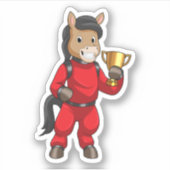 トロフィーでチャンピオンに輝く馬 シール (正面)