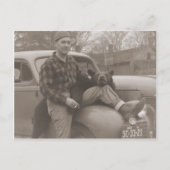 トロフィーを掲げるクマハンター ポストカード (正面)