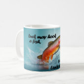 トロフィーレインボーマスが水から飛び出す コーヒーマグカップ (正面左)