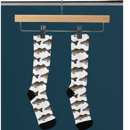 トロフィーワレー魚釣りパターンアウトドアフィッシュ ソックス