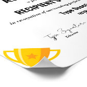 トロフィー付きスポーツ優秀賞認定証 ポスター (角)