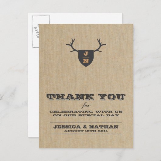 トロフィー素朴グレイサンキューカード ポストカード (正面/裏面)