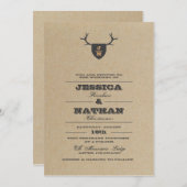 トロフィ素朴グレイ結婚式招待状 招待状 (正面/裏面)