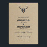 トロフィ素朴グレイ結婚式招待状 招待状<br><div class="desc">このトロフィ素朴ーの招待状は、あなたの木の美しいイベントの完璧な物語を伝え、Zazzle専用に設計されている。フォントは柔らかくはっきりしたも、この話新婦と新郎への招待 – そしてトレンドの素朴なトーンを設定結婚する。自然なクラフトの背景は、グレーの鹿の角のアクセントモノグラムので、バッジをハイライト表示。お客様の招待に完璧に合わせて、豊富な郵便料金コレクションから封筒のウェディングスタンプを追加。封筒の封筒、封筒のライナー、ポケット折り畳み®エンクロージャは、zazzle.comからアドオン（右）として利用できる</div>