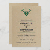 トロフィ素朴ーグリーン結婚式招待状 招待状 (正面/裏面)