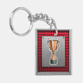 トロフィ; ブラシをかけられた金属一見 キーホルダー (正面左)