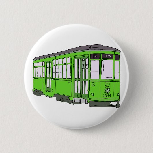 トロリートロリーバスの市街電車の市街電車のTrolleycar車 缶バッジ (正面)