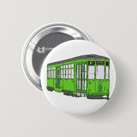 トロリートロリーバスの市街電車の市街電車のTrolleycar車 缶バッジ (正面&裏面)