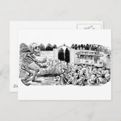 トロリー車のCalavera c.1907,メキシコ ポストカード (正面/裏面)