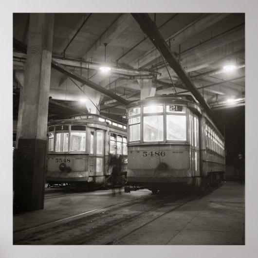 トロリーat the Terminal, 1943.ヴィンテージ写真 ポスター (正面)
