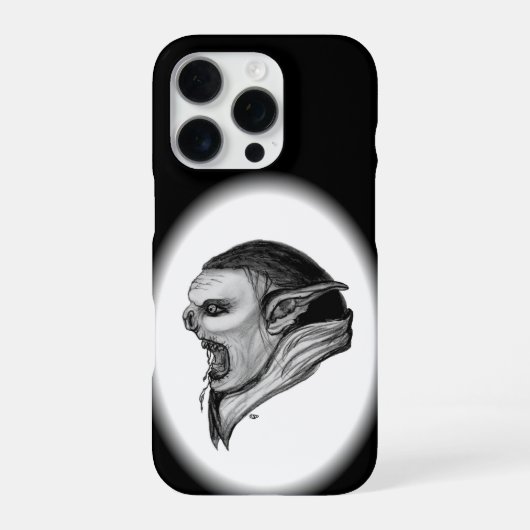 トロルブラックアンドホワイトデザイン iPhoneケース (裏面)