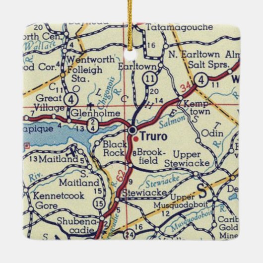 トロロノバスコシアヴィンテージの地図 セラミックオーナメント (裏面)