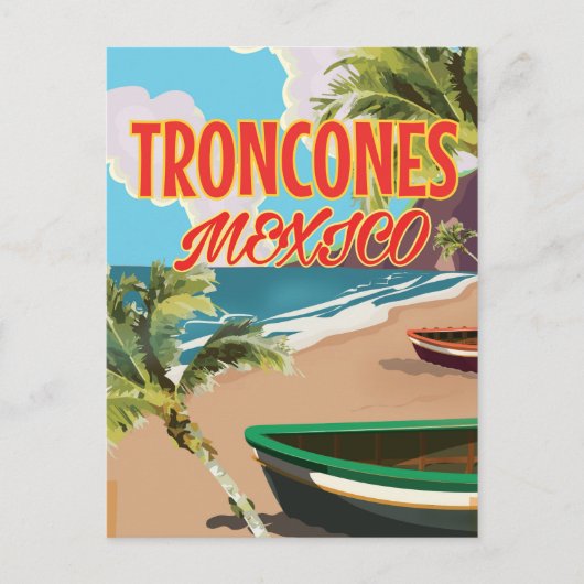 トロンコネスビーチ メキシコ旅行ポスター ポストカード (正面)