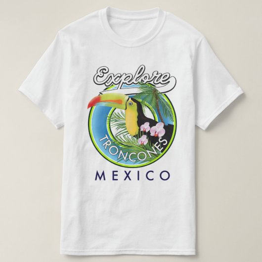 トロンコネス・メキシコのレトロロゴを探索 Tシャツ (デザイン正面)