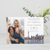 トロントのスカイライン水彩写真 ウェディング セーブザデート (スタンド正面)