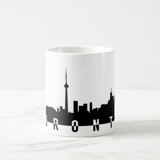 トロントの都市景観のカナダ都市記号の黒のsilhoue コーヒーマグカップ (中央)
