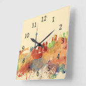 トロントオンタリオカナダオレンジスカイラインデザイン248 スクエア壁時計 (傾斜)