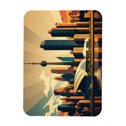 トロントオンタリオヴィンテージサンセットシティスケープ写真 マグネット (縦)