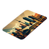 トロントオンタリオヴィンテージサンセットシティスケープ写真 マグネット (左側)