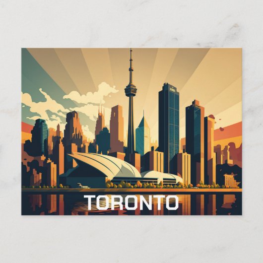 トロントオンタリオヴィンテージサンセットシティスケープ ポストカード (正面)