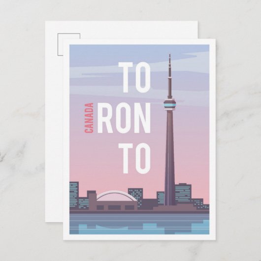 トロントカナダアートヴィンテージトラベルイラストレーション ポストカード (正面/裏面)