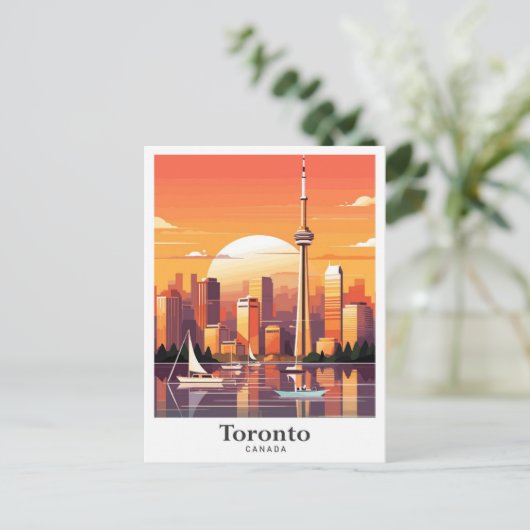 トロントカナダアートヴィンテージトラベルイラストレーション ポストカード (スタンド正面)