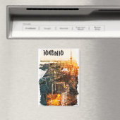 トロントカナダサンセットスカイラインシルエット マグネット (インサイチュ (食洗機))