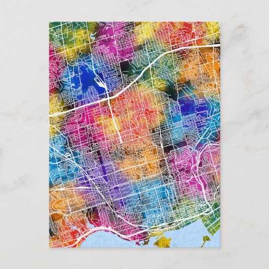 トロントカナダシティの地図 ポストカード (正面)