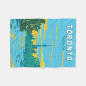 トロントカナダトラベルアートヴィンテージ フリースブランケット (正面(横))