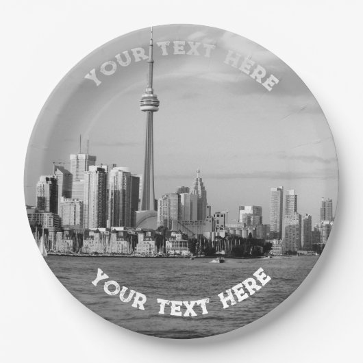トロントカナダブラックアンドホワイトカスタムヴィンテージ ペーパープレート (正面)