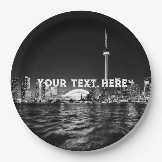 トロントカナダブラックアンドホワイトカスタムヴィンテージ ペーパープレート (正面)