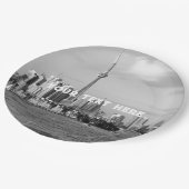 トロントカナダブラックアンドホワイトヴィンテージペカスタムープ ペーパープレート (アングル)