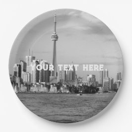 トロントカナダブラックアンドホワイトヴィンテージペカスタムープ ペーパープレート