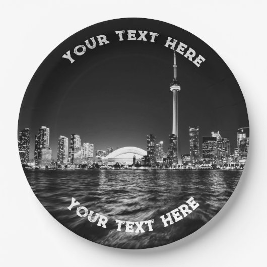 トロントカナダブラックアンドホワイトヴィンテージペカスタムープ ペーパープレート (正面)