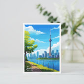 トロントカナダヴィンテージ旅行イラストレーション ポストカード (スタンド正面)