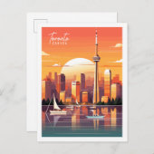 トロントカナダヴィンテージ旅行イラストレーション ポストカード (正面/裏面)