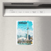 トロントカナダヴィンテージ旅行水の色 マグネット (インサイチュ (食洗機))