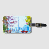 トロントクールオンタリオパノラマシティスケープ水彩 ラゲッジタグ (正面横)