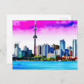 トロントスカイライン色彩の鮮やかデザインオンハガキ ポストカード (正面/裏面)