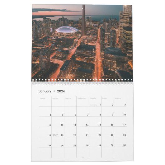 トロントダウンタウンシティスケープ，トロントダウンタウン，アート カレンダー (1月 2026)